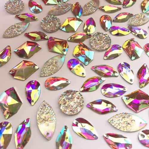MIX Shape Size Button Clear AB Sew on For Diy Crafts Stones and Crystals Rhinestones Strass Flatback Sewing Accessories Costumes
