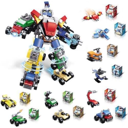 10 in 1 transformer robot battle plane city car building blocks special police team truck house boy hand made toy