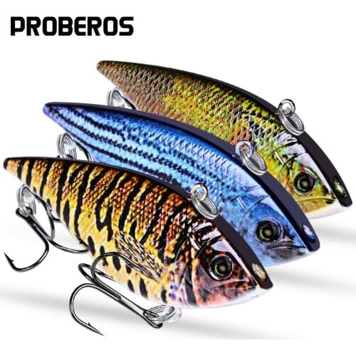 PROBEROS Fishing Lures 10PC/Lot 12g-0.42oz Fishing Tackle 6# Hooks 3D Eyes Bass Baits 6.95cm-2.73" 10 Colors VIB Bait