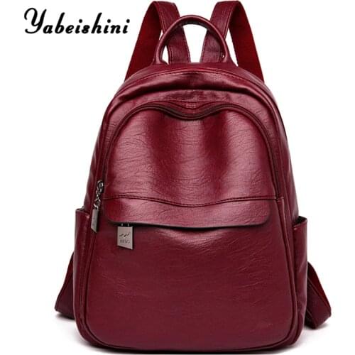 2020 PU New Vintage Women Backpack High Quality Youth Leather Backpacks for Teenage Girls Female School Shoulder Bag Bagpack