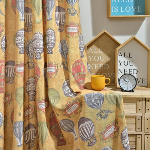 Blue Balloon Printed Curtains for Bedroom Kids Children Nursery Cartoon Blackout French Window Drape Cortinas JS69C