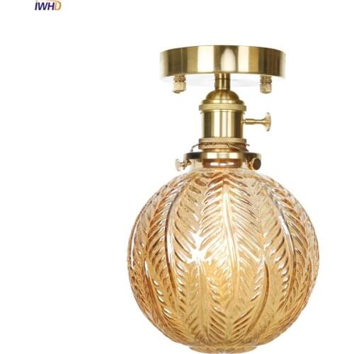 IWHD Nordic Modern Glass Ball LED Ceiling Light Fixtures Bedroom Living Room Flush Mount Copper Ceiling Lamp Plafonnier Plafon