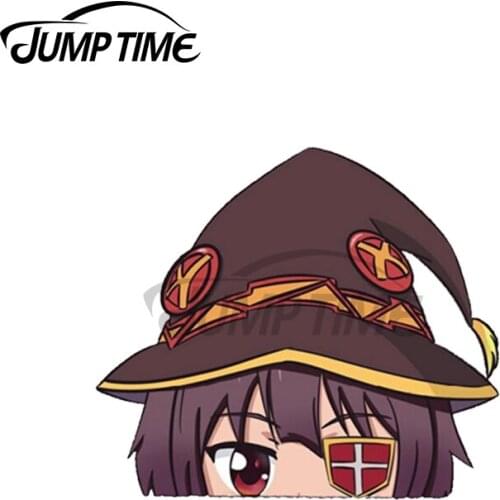 Jump Time 13 x 8cm For Megumin Peeker Kawii Girl Car Stickers and Decals Vinyl Car Wrap Auto Motorcycle Bumper Car Styling Decor