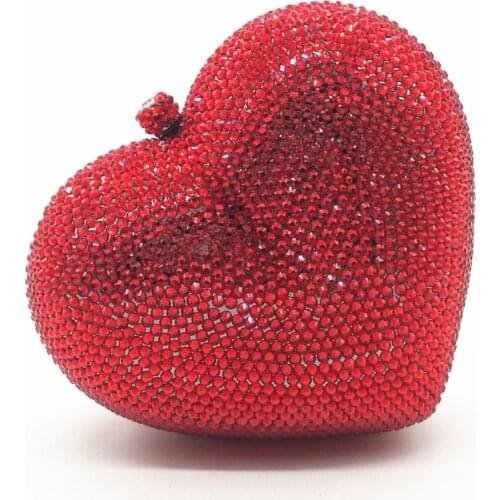 XIYUAN female white/black/red/hot pink/silver/grey heart shape crystal diamond purse wallet chain crossbody bags handbag