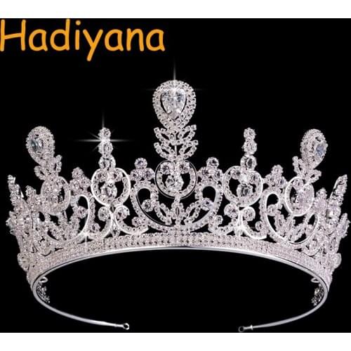 Hadiyana Bridal Hair Tiaras Copper Crystal Zircon Wedding Accessories Woman Wedding Celebration Party Pageant Big Crowns BC3652