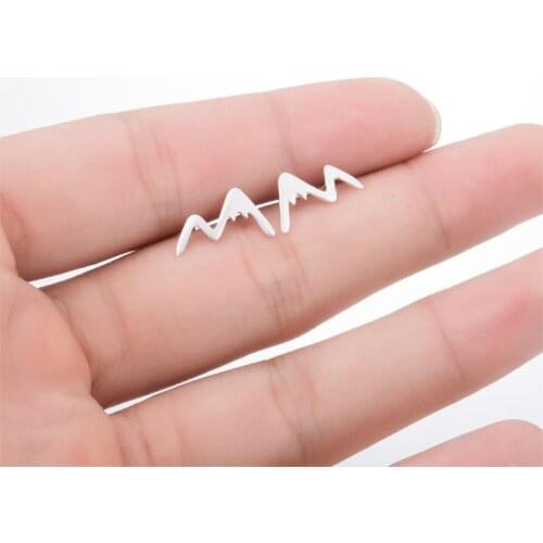 Korean Fashion Silver Color Snowy Mountain Small Earrings for Women Outdoor Travelling Accessories Brincos Drop Shipping