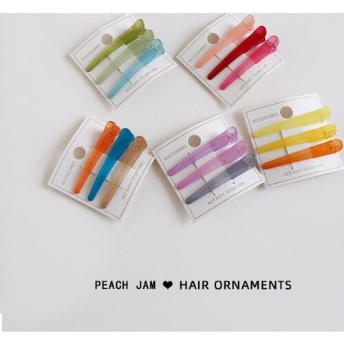 3PC Lovely Transparent Jelly Color Girls Duck Mouth Hair Clips Sweet Temperament Hair Grips Hair Accessories For Women HeadWear