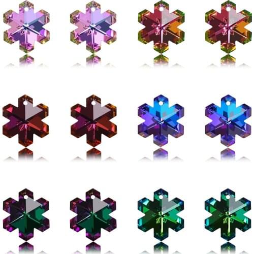 20mm Multicolor Iceflower Pendant Glass Beads Crystal Charms For Women Jewelry Making Necklaces DIY Earring Findings 10pcs/lot