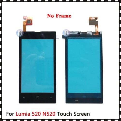 10Pcs/lot High Quality 4.0" For Nokia Lumia 520 N520 Touch Screen Digitizer Sensor Outer Glass Lens Panel With Frame Black