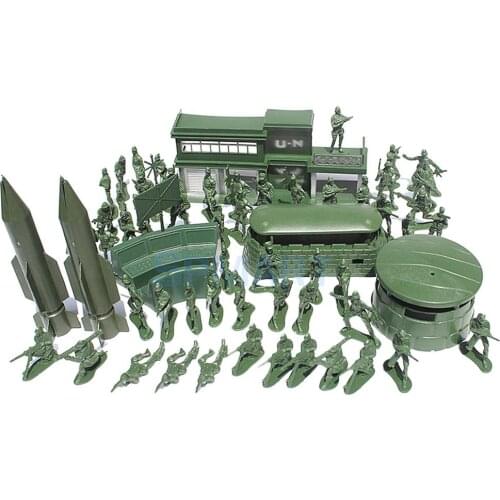 56pcs Plastic Military Playset 5cm Soldier Figures with Assorted Army Accessories Model Toys For Children Boys
