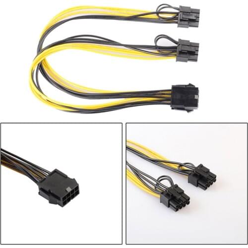 8 Pin Female to Dual 2x 8 Pin (6+2) Female PCI Express Power Adapter Cable for Graphics Video Card 30cm