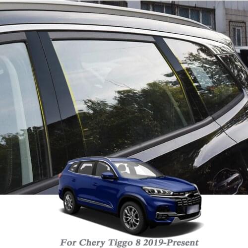 8pcs Car Styling For Chery Tiggo 8 2019-Present Car Window Trim Sticker Middle Column Sticker PVC External Accessories