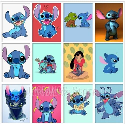 5D DIY Full Drill Diamond Painting Disney Lilo & Stitch Angie Cartoon Diamond Mosaic Embroidery Cross Stitch Art Home Decor Gift
