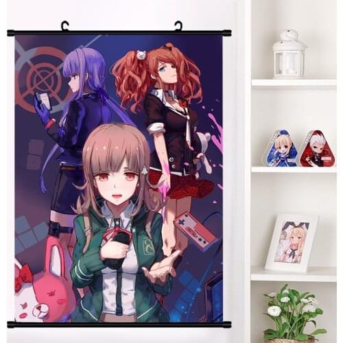 Anime Super Danganronpa 2 Enoshima Junko Akamatsu kaede Wall Scroll Mural Poster Wall Hanging Poster Otaku Home Decor Art