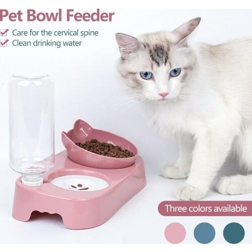 Pet Bowl Automatic Feeder Dog Cat Food Bowl with Water Dispenser Single Dog Drinking Bowl Cat Dish Bowls for Pet Waterer Feeder