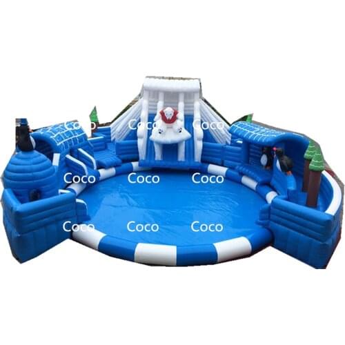 Free ship to sea port!Commercial customized giant Inflatable polar bear Water Park For Kids,bouncy slides funcity amusement