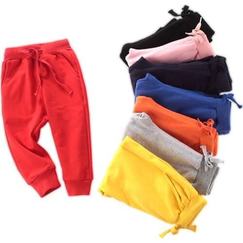 2020 Boys Pants Kids solid Spring Autumn Clothes children pants for baby boy trousers girls harem pants grey black cotton candy