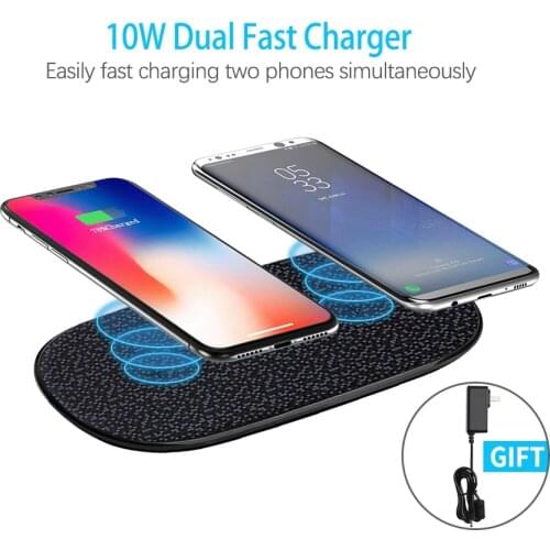 Fast Wireless Charger 10w Nillkin for 2 Phone Qi Wireless Charging Pad for iPhone XS/X/8 Mi 9 For Samsung S8/S9/S10 Gift adapter