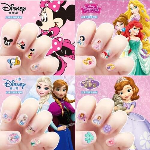 Disney Series Children Nail Sticker Cartoon Waterproof Gilr Nail Art Decorations Princess Sophia Frozen Aisha Figure Print Gift