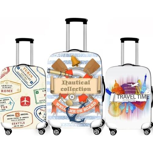 European Retro Style Luggage Cover 18-32 Inch Trolley Trip Baggage Elastic Women Cartoon Luggage Accessories Travel Trunk Cover