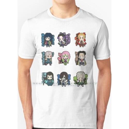 Kimetsu No Yaiba Pillar Stickers T Shirt 100% Pure Cotton Demon Kimetsu No Yaiba Giyu Tomioka Shinobu Kocho Kyojuro Tengen Uzui