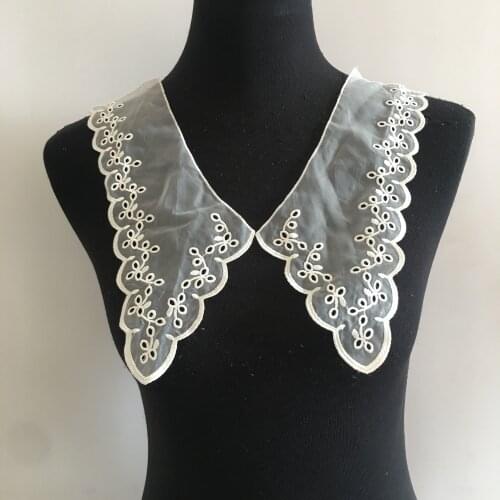 Exquisite embroidery fake collar applique dress clothing material craft supplies fabric sewing DIY accessories 1 pair for sale