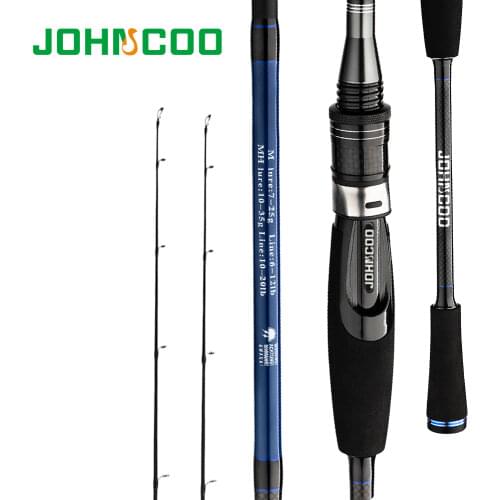 JOHNCOO Casting Spinning Fishing Rod 1.8m 2.1m 2.4m Power M MH Carbon Rod Pole 2 Section Fiber Baitcasting Fishing Rod