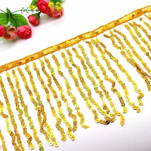 Wholesale 14 Yards Latin Fringe Sequined Fringes Tassel For Latin Costumes Dress Macrame Diy Sewing Trims For Curtain 15-20cm