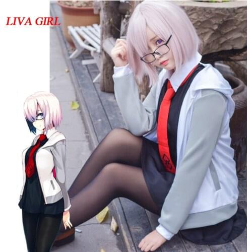 Liva girl Fate/Grand Order Mash Kyrielight/Matthew Kyrielight Cosplay costume Dress+coat+Tie Free shipping