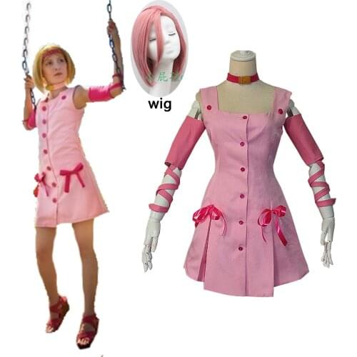 New JoJos Bizarre Adventure movie Sugimoto Reimi Cosplay Costume pink dress with accessory Halloween Cosplay Costume and wig