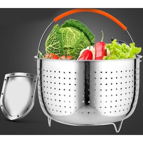 Kitchen Stainless Steel Steamer Basket with Silicone Covered Handle for 3/6/8 Quart Pressure Cooker Cleaning Drainer