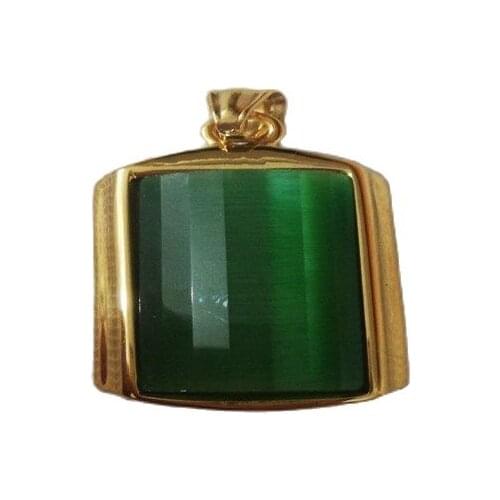 18K gold inlaid Green Opal Pendant