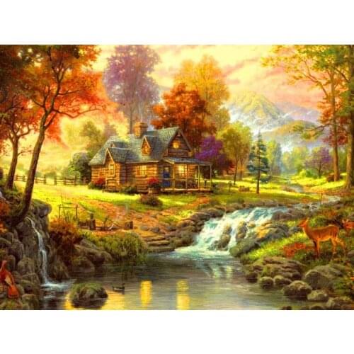 Square Diamond Embroidery Full Set River Diamond Painting Landscape Cross Stitch Kit Diamond Mosaic Full Round Drill Art Sale