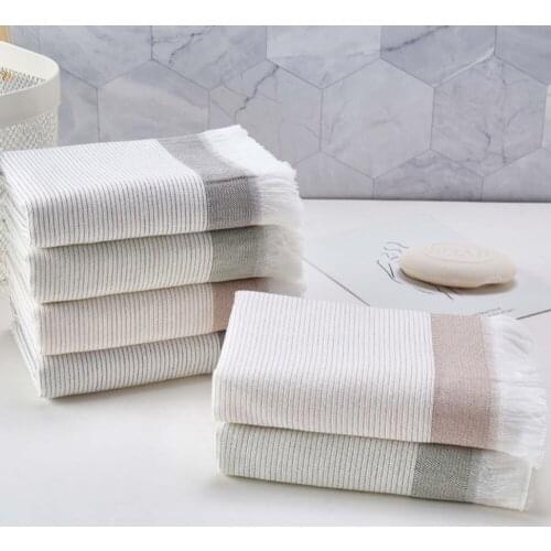 Multifunctional Household Striped Cotton Bathroom Absorbent Thickened Towel Jacquard Comfortable Skin-friendly Tassel Face Towel