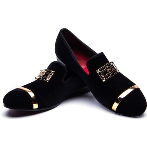MEIJIANA Fashion Men Loafers With Lb Letters Gold Embroidery Handmade Velvet Shoes For Party And Wedding