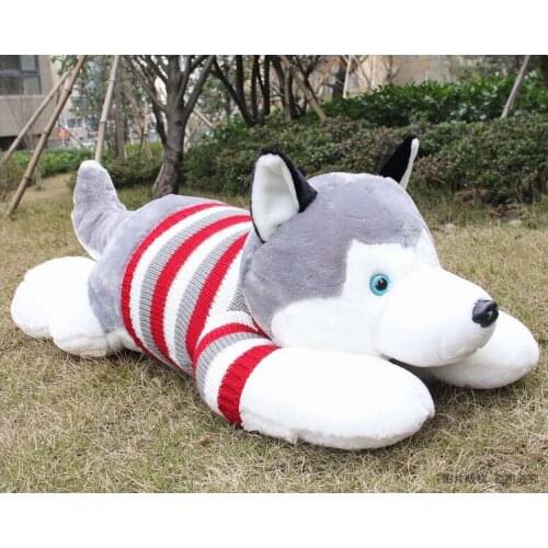 Filling toy lovely sweater cloth prone husky dog plush toy soft throw pillow , birthday gift w5386