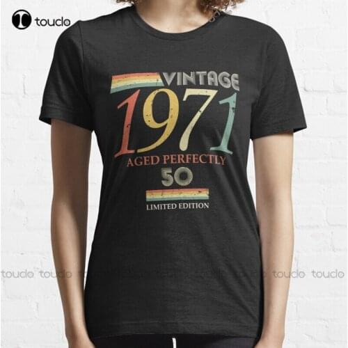 New Vintage 1971 50Th Birthday Aged Perfectly Gift T-Shirt Funny Mens Tshirts Cotton Tee S-3Xl Unisex