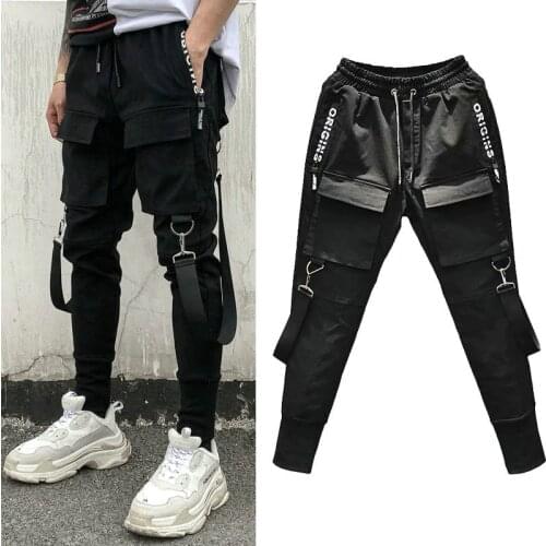 2021 New Fashion Hip Hop Sweatpants men Black Mens Joggers Harem Pants Multi-pocket Pencil Jogger Pants Men
