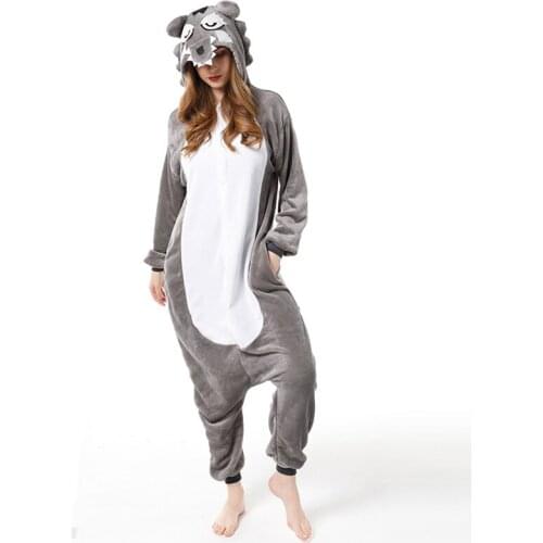 Timber Wolf Adults Pajamas Winter Women Flannel Sleepwear Unisex Cute Cartoon Animal Pajama Set Kids Hooded Pyjamas Sleepwear
