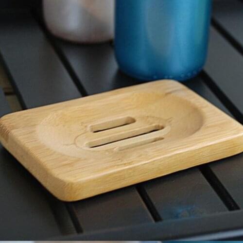 Home Soap Tray Holder Natural Bamboo Wooden Soaps Dish Box Case Container Wash Shower Storage Stand LX8335