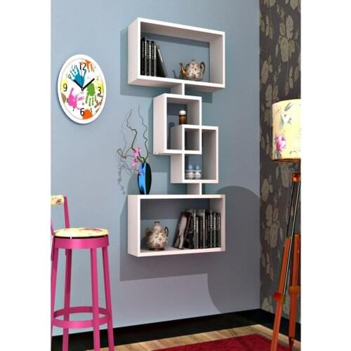 Shelf&Shelf MADE IN TURKEY Modern Shelf 4 Color Options Living Room Wood Wall Book Holder Organizer Bookshelf Rack Bookcase