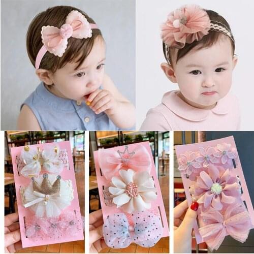 3Pcs/Set Baby Headbands For Girls Bow Elastic Hair Bands Cute Bunny Ear Headband Turban Kids Hairband Baby Girl Hair Accessories