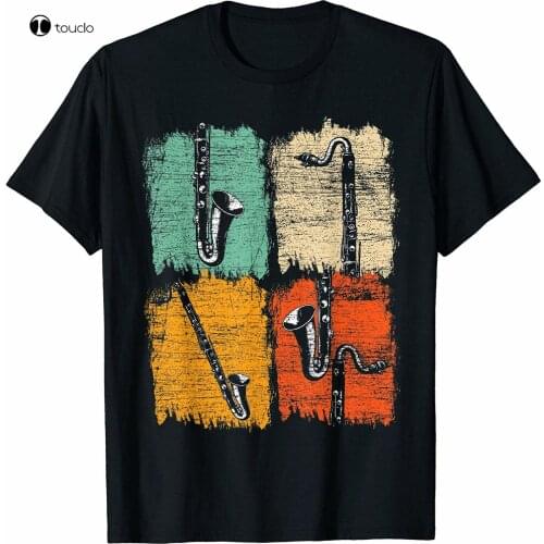 Retro Bass Clarinet T-Shirt Funny Black Cotton Tee Vintage Gift For Men Women