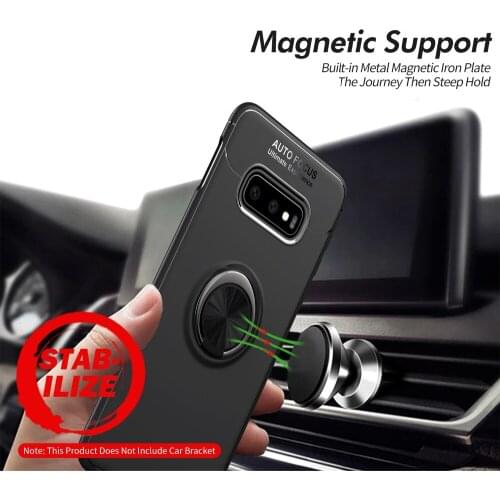 Luxury Bracket Ring Shockproof Case For Samsung Galaxy S10 / S10 Plus Finger Ring Magnet Matte TPU Silicone Full Cover S10 Lite