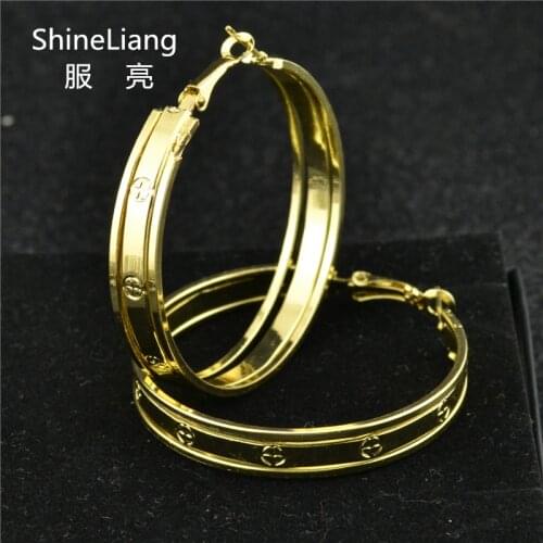Hoop Earrings for women Fashion female jewelry Accessories New Big circle gold Wide round Weight 18.5g Wholesale Ladies earrings