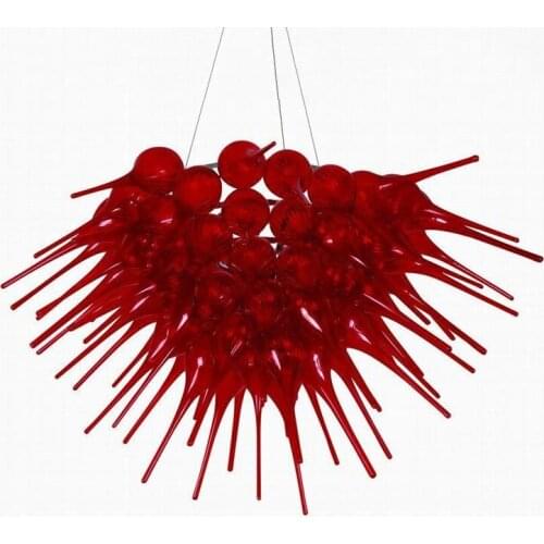 Ruby Red Crystal Modern Chandelier Kitchen Home Decor Small LED Light 100% Hand Blown Glass Living Room Chandeliers