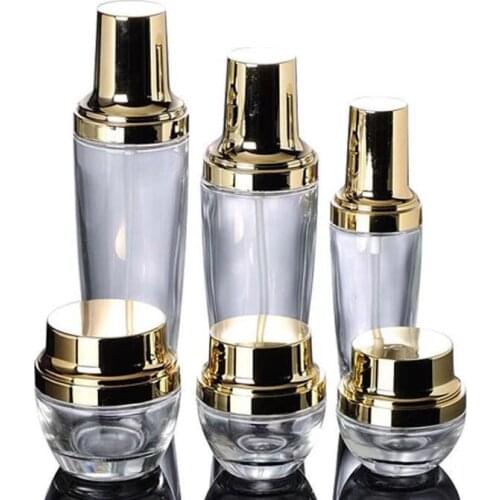 20g 30g 50g Glass Gold Lids Cream Jar Makeup Face Pot 30ml Essential Oil Bottles with dropper 30ml 50ml 100ml Pump Spray bottle