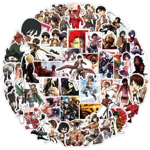 50 PCS Attack On Titan Anime Stickers Laptop Guitar Motorcycle Luggage Skateboard Bicycle Waterproof Graffiti Decal Sticker Toys