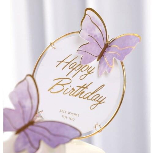 10pcs/set Cake Toppers Flags Butterfly DIY Cupcake Topper Kids Girl Happy Birthday Wedding Bride Party Baby Shower Baking Decor