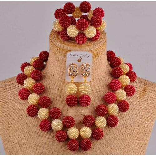 Wine and champagne gold african wedding beads jewelry set FZZ109